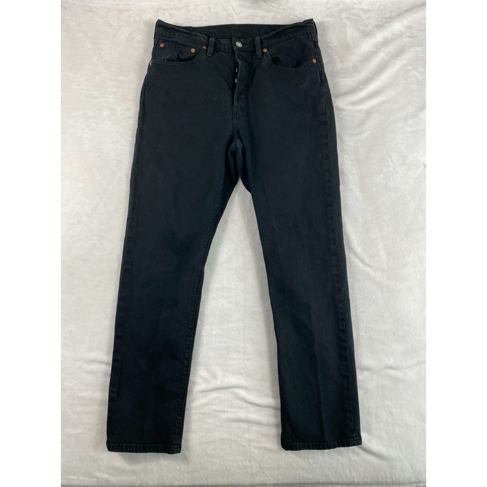 Levi's 501 Jeans Women Sz 31x30 Black‎ Button Fly Straight Leg Classic